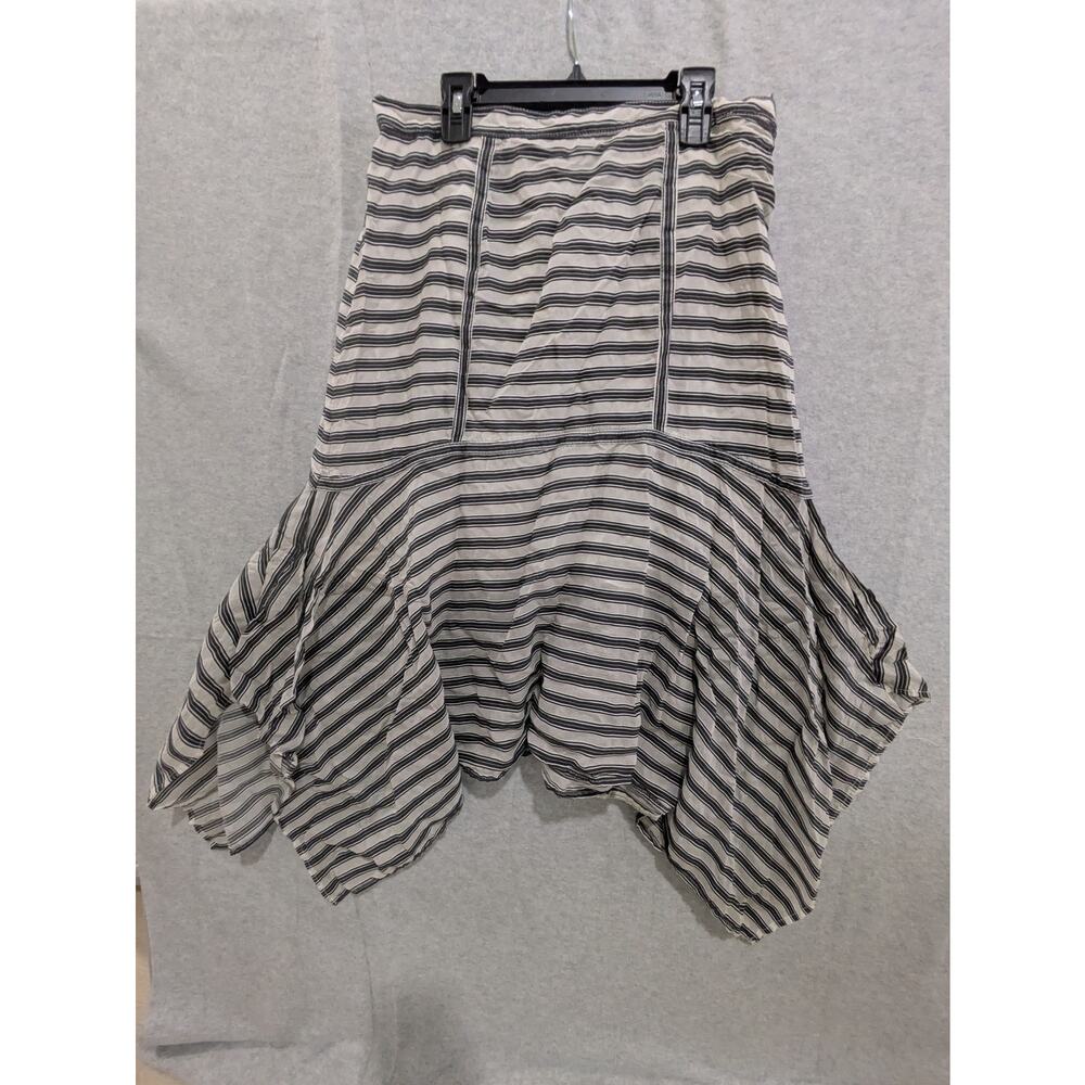 Emil Rutenberg Flowy Skirt‎ Women's Size 10 USA Black White Stripe Trumpet Midi